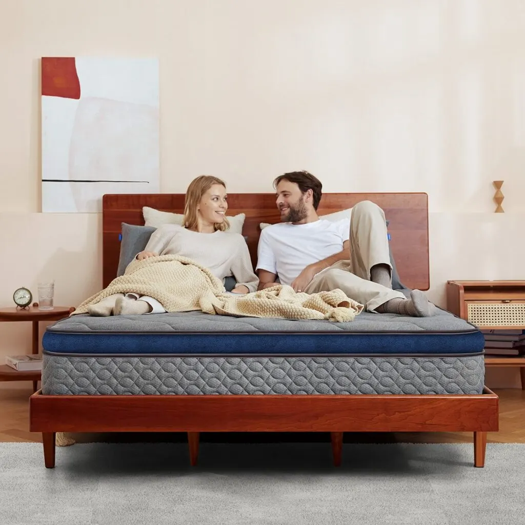 Newentor Hybrid Mattress on a timber bed base